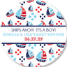 nautical baby shower sticker with sailboats lifebuoys and ships ahoy its a boy design