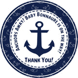 navy whale pattern anchor baby shower favor sticker design