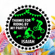 neon green bmx birthday stickers with biker silhouettes
