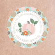 neutral pumpkin baby shower sticker in peach and teal