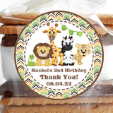 neutral safari animals birthday sticker