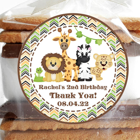 neutral safari animals birthday sticker