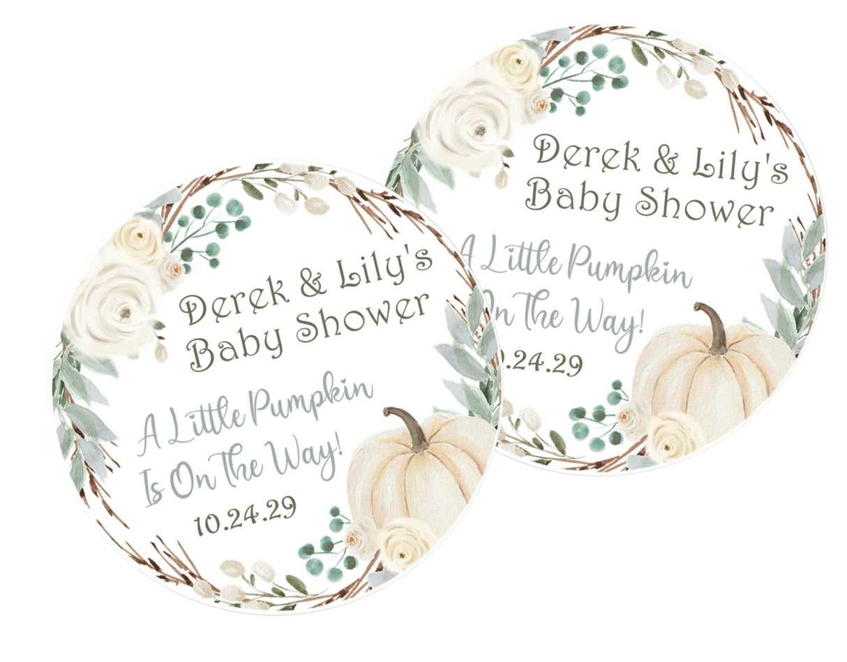 neutral watercolor pumpkin favor label