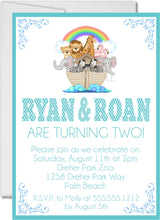 noahs ark invitation cards twin birthday celebration style