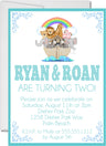 noahs ark invitation cards twin birthday celebration style