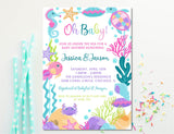 ocean baby shower invitations coral reef seaside theme