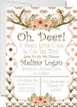oh deer baby shower invitations woodland antler design