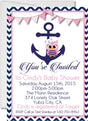owl nautical baby shower invitations pink navy anchor design
