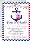 owl nautical baby shower invitations pink navy anchor design