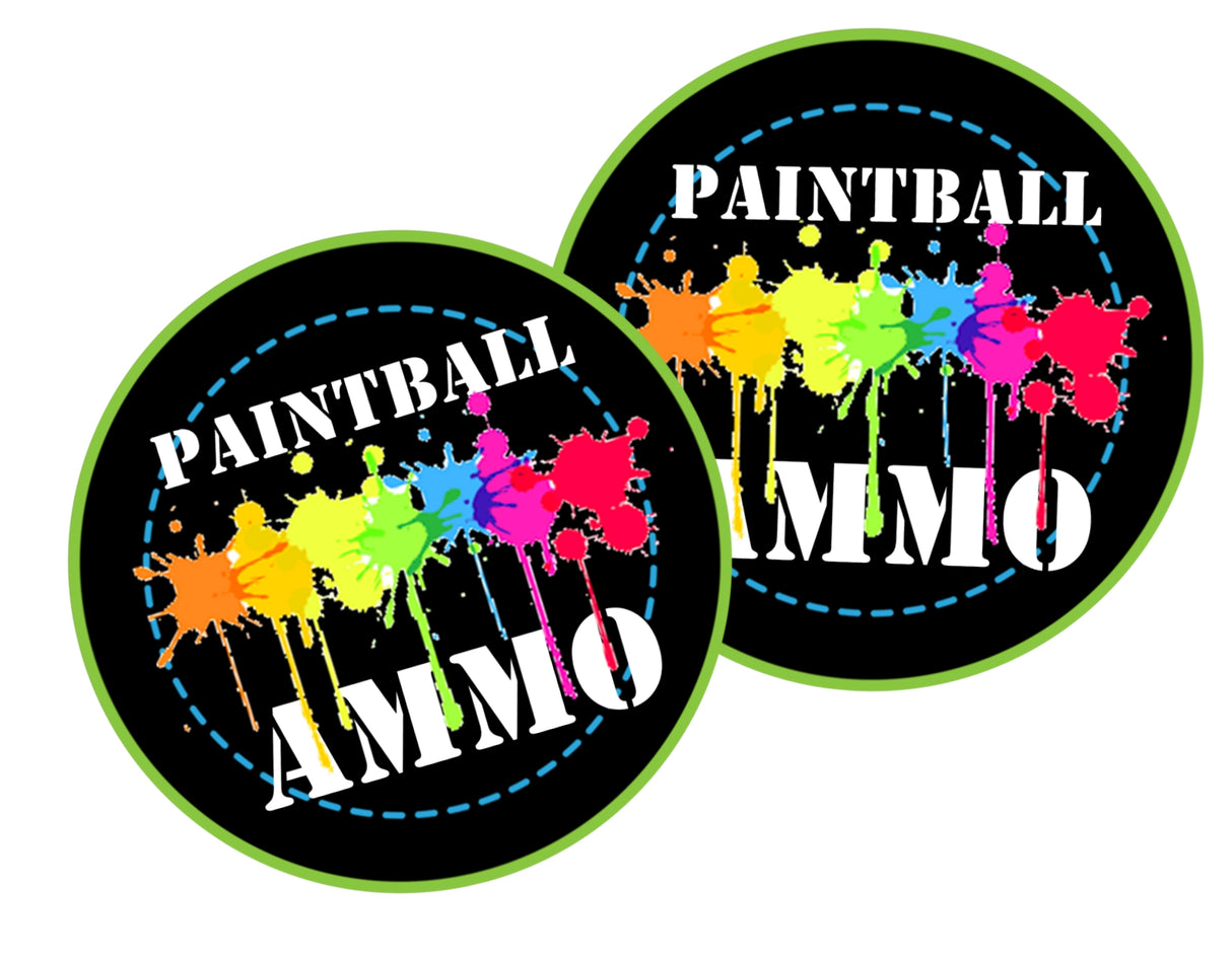 paintball theme birthday gumball labels