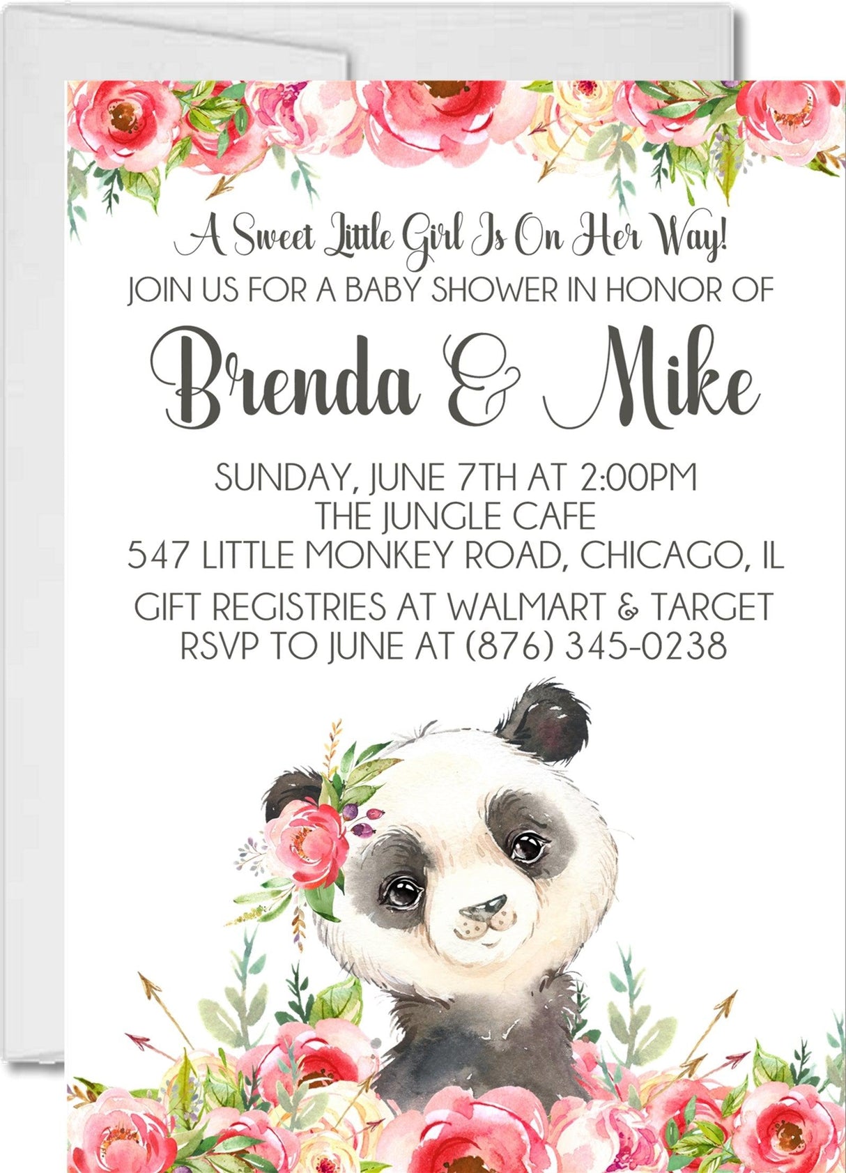 panda bear baby shower invitation cards