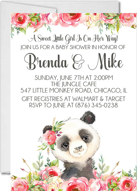 panda bear baby shower invitation cards