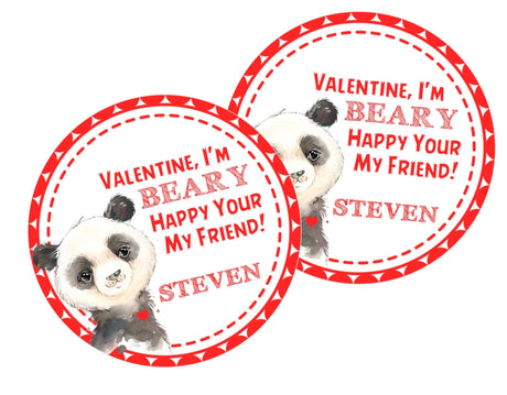 panda beary valentine stickers for kids