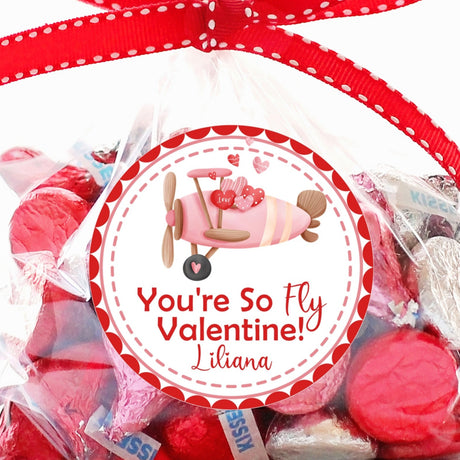pastel airplane valentine stickers for girls
