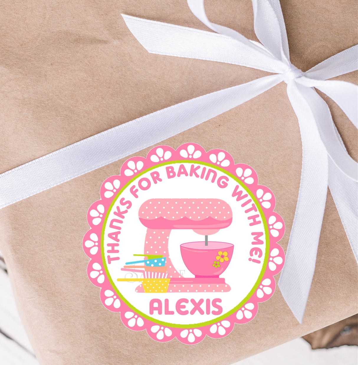 pastel baking party favor sticker