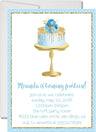 pastel blue gold cake birthday party invitations floral cake stand design