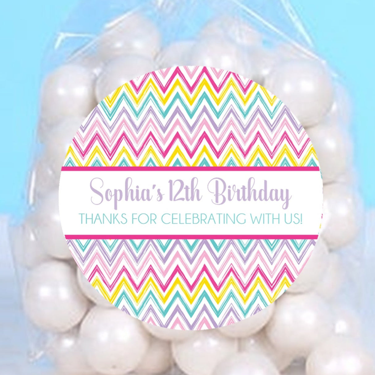 pastel chevron rainbow birthday sticker