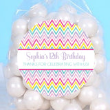 pastel chevron rainbow birthday sticker