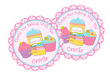 pastel cupcake birthday favor label