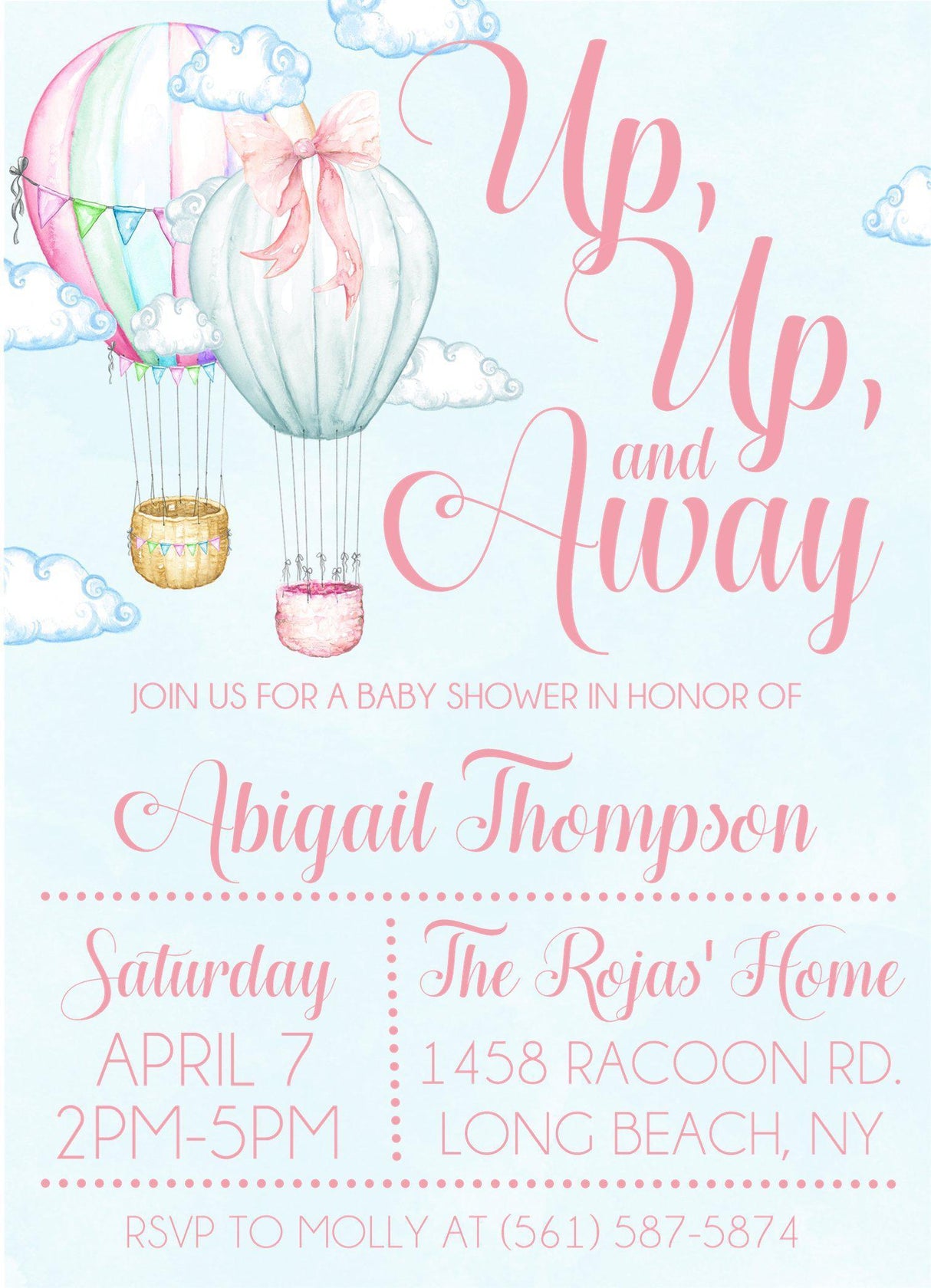 pastel hot air balloon invitation cards dreamy baby style