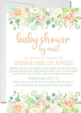 peach floral baby shower by mail invitations watercolor botanical design