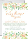 peach floral baby shower by mail invitations watercolor botanical design