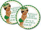 personalized baby shower sticker with crown design