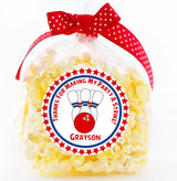 personalized bowling thank you sticker red blue