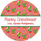 personalized cactus christmas gift sticker