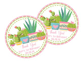 personalized cactus themed party favor labels