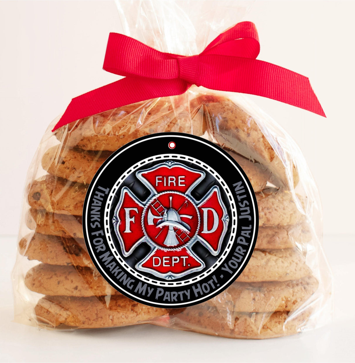personalized firefighter birthday favor sticker