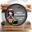 personalized girl witch halloween sticker with cauldron