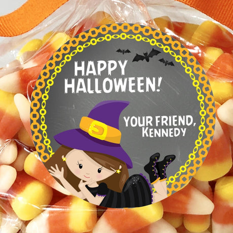 personalized girl witch halloween sticker with laying pose