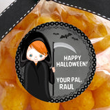 personalized grim reaper halloween sticker for boys