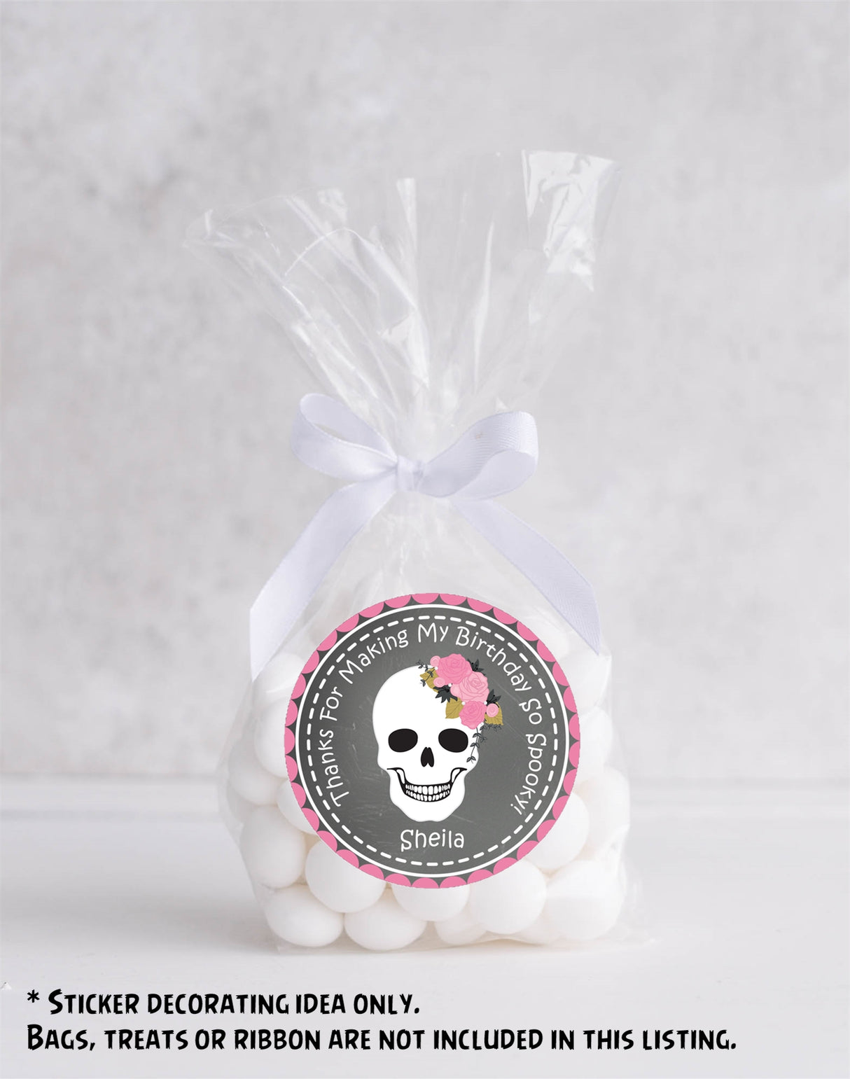 personalized halloween skull birthday sticker