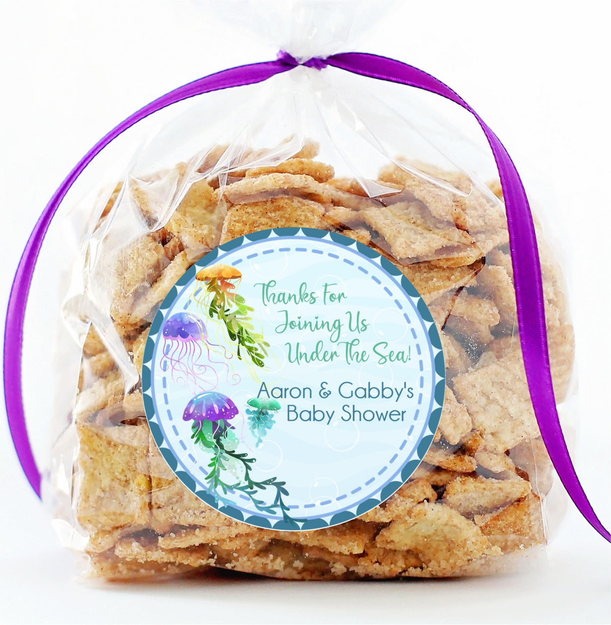 personalized jelly fish favor label for baby shower