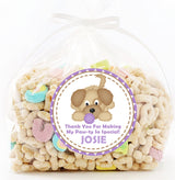 personalized lavender dog themed sticker for kids’ birthday