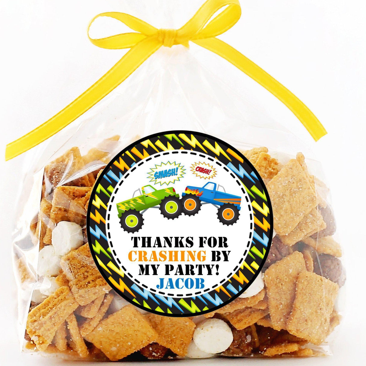 personalized lightning theme party favor label