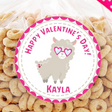 personalized llama valentine sticker with heart glasses