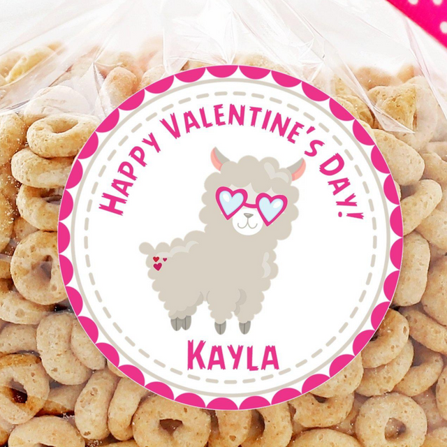 personalized llama valentine sticker with heart glasses