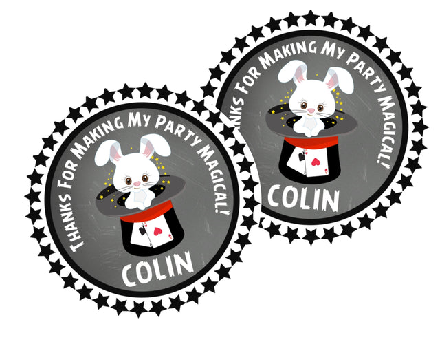 personalized magic bunny thank-you sticker