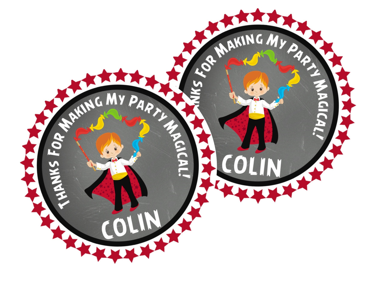 personalized magician boy thank-you sticker