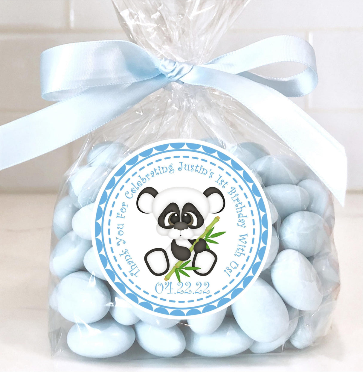 personalized panda bear party favor labels