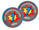 personalized superhero party stickers