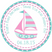 pink and aqua sailboat baby shower sticker with thank you for sailing by wording