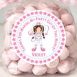 pink astronaut out of this world birthday sticker personalized name