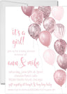 pink balloon baby shower invitations watercolor balloon design