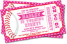 pink baseball ticket invitations girls party theme