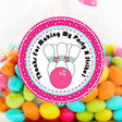 pink bowling party favor stickers