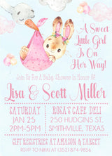 pink bunny baby shower invitations storybook animal theme